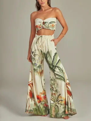 Light Green Printed 2 piece pant and top set