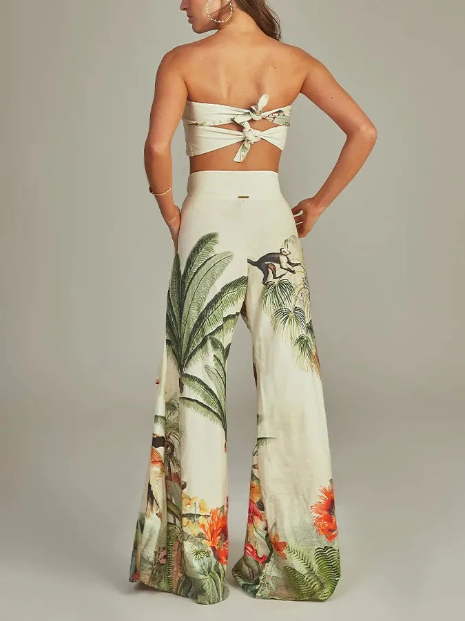 Light Green Printed 2 piece pant and top set