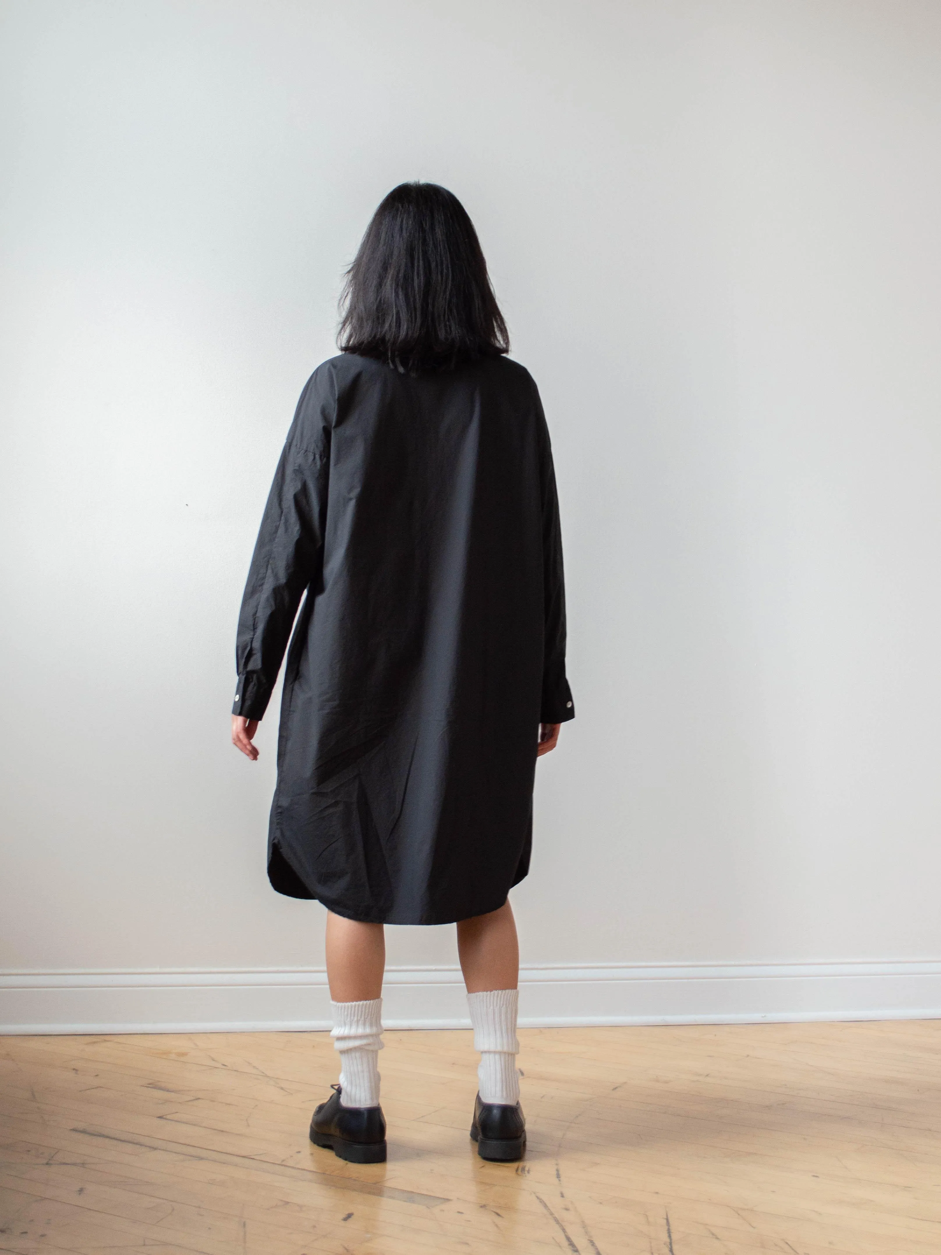 Long Collar Shirt Dress TS - Black