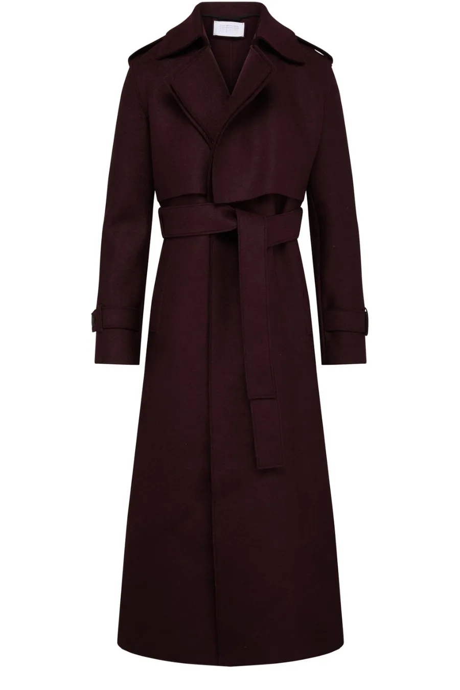 Long Trench Coat Pressed Wool Cognac