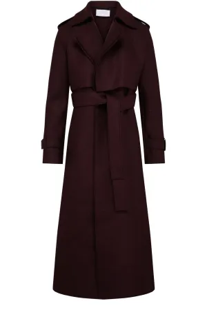 Long Trench Coat Pressed Wool Cognac