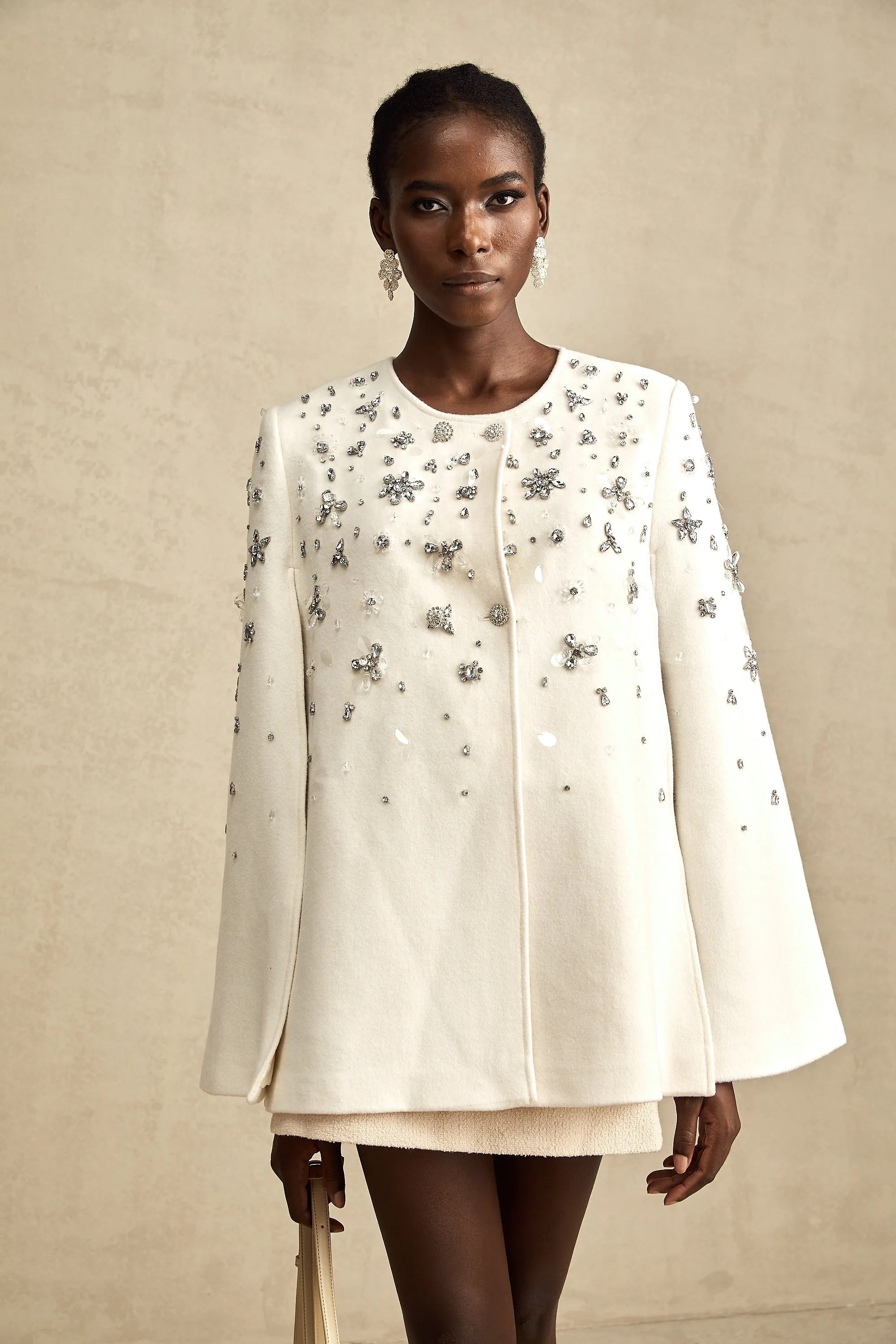 lonore embellished cape-design jacket