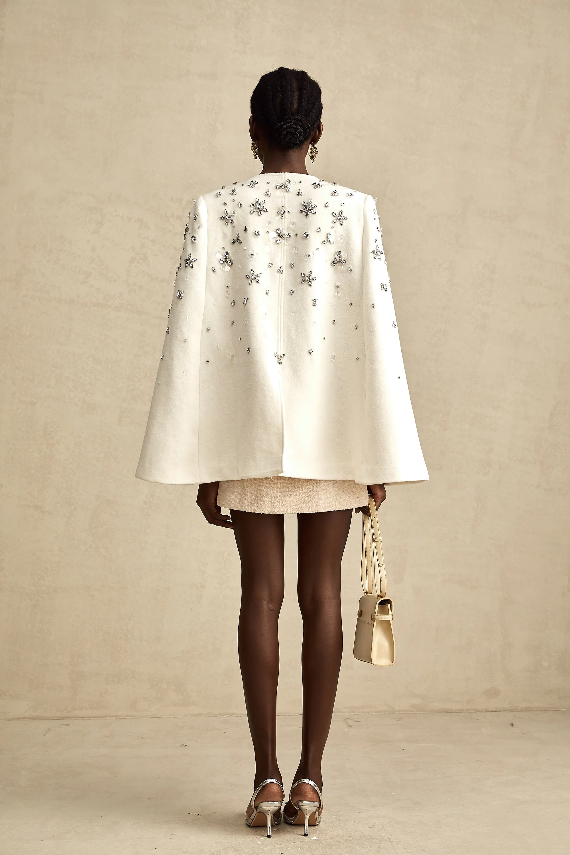 lonore embellished cape-design jacket