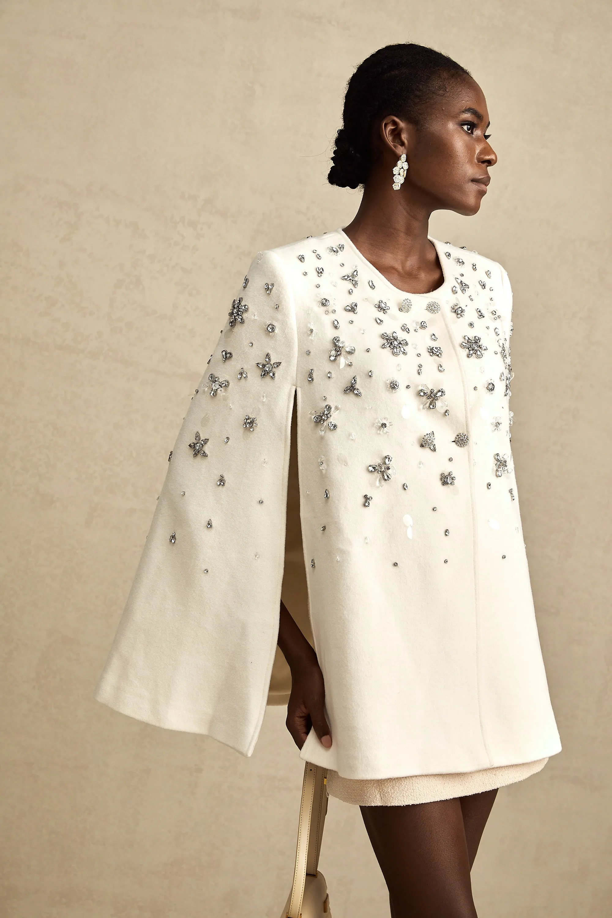 lonore embellished cape-design jacket
