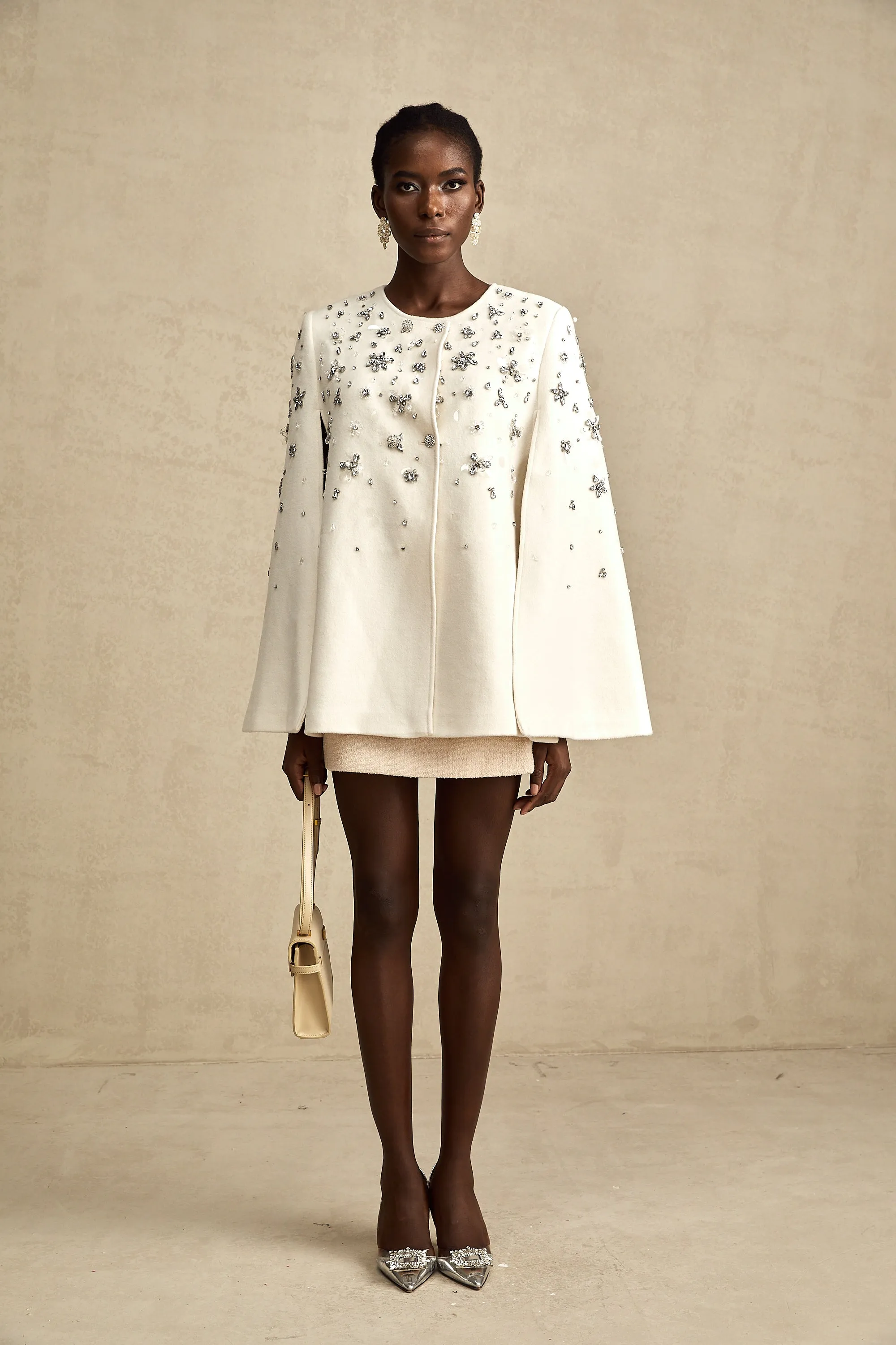 lonore embellished cape-design jacket