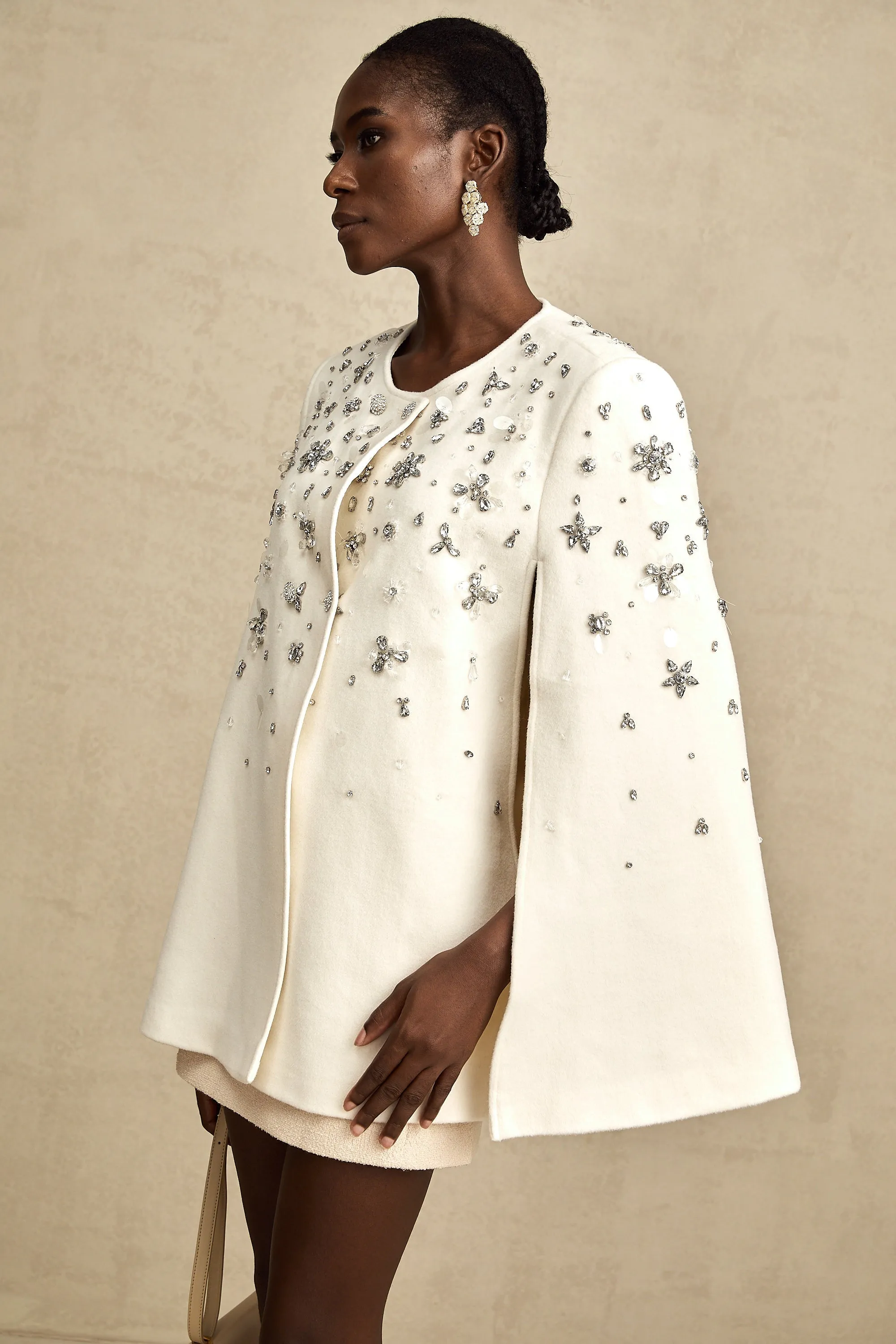 lonore embellished cape-design jacket