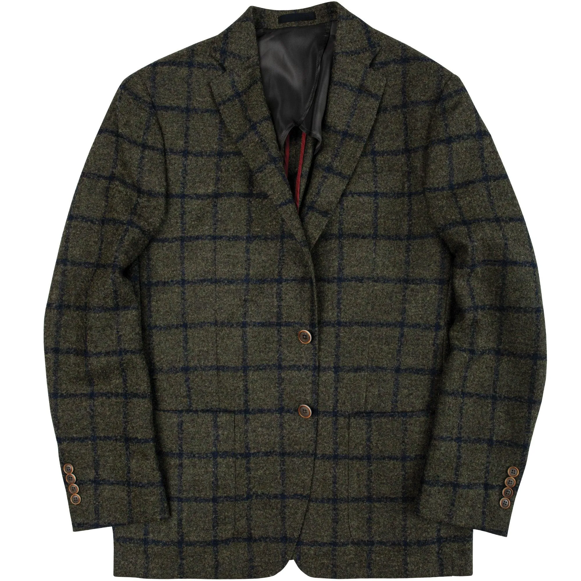 Loro Piana Olive/Collegiate Blue Windowpane Sport Coat