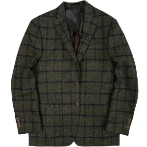 Loro Piana Olive/Collegiate Blue Windowpane Sport Coat