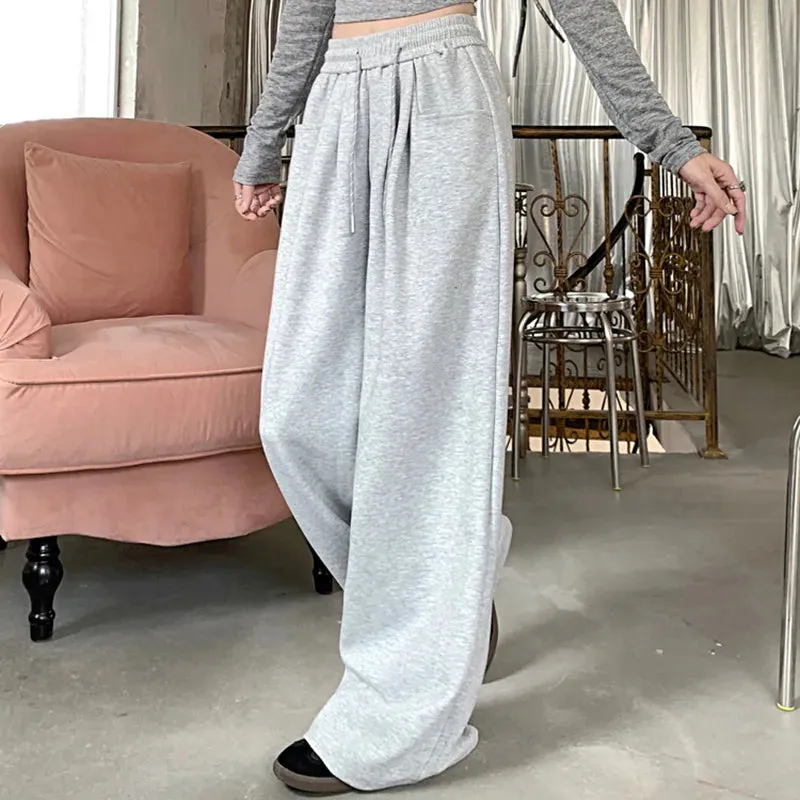LVSANW 2024 Autumn Women Hip Hop Style Baggy High Waisted Long Pants Lady Versatile Streetwear Solid Color Drawstring Wide Leg Trousers