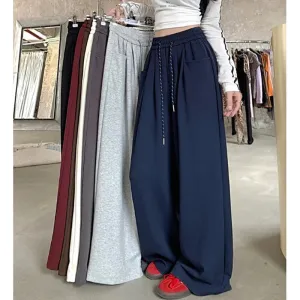 LVSANW 2024 Autumn Women Hip Hop Style Baggy High Waisted Long Pants Lady Versatile Streetwear Solid Color Drawstring Wide Leg Trousers