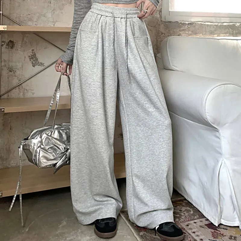 LVSANW 2024 Autumn Women Hip Hop Style Baggy High Waisted Long Pants Lady Versatile Streetwear Solid Color Drawstring Wide Leg Trousers