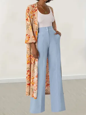 LVSANW M3239 European and American cross-border Amazon women's casual pants, elegant and elegant work clothing pants, versatile fashionable wide-leg pants