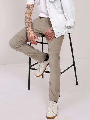 Men Grey Comfort Slim Fit Cotton Trousers