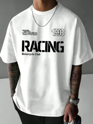 Men's Summer Slogan Printed Short Sleeve Casual Round