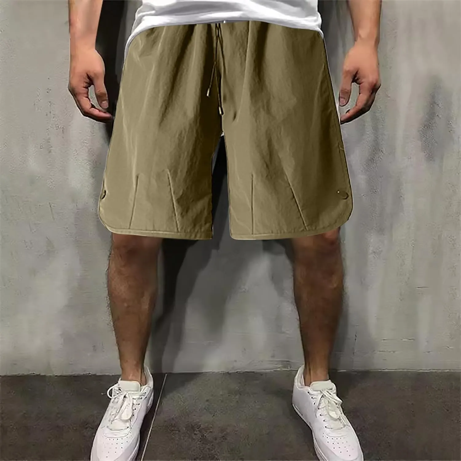 Mens Summer Training Shorts Casual Elastic Waist Drawstring Bermuda Shorts Athletic Fit Baggy Basketball Workout Shorts