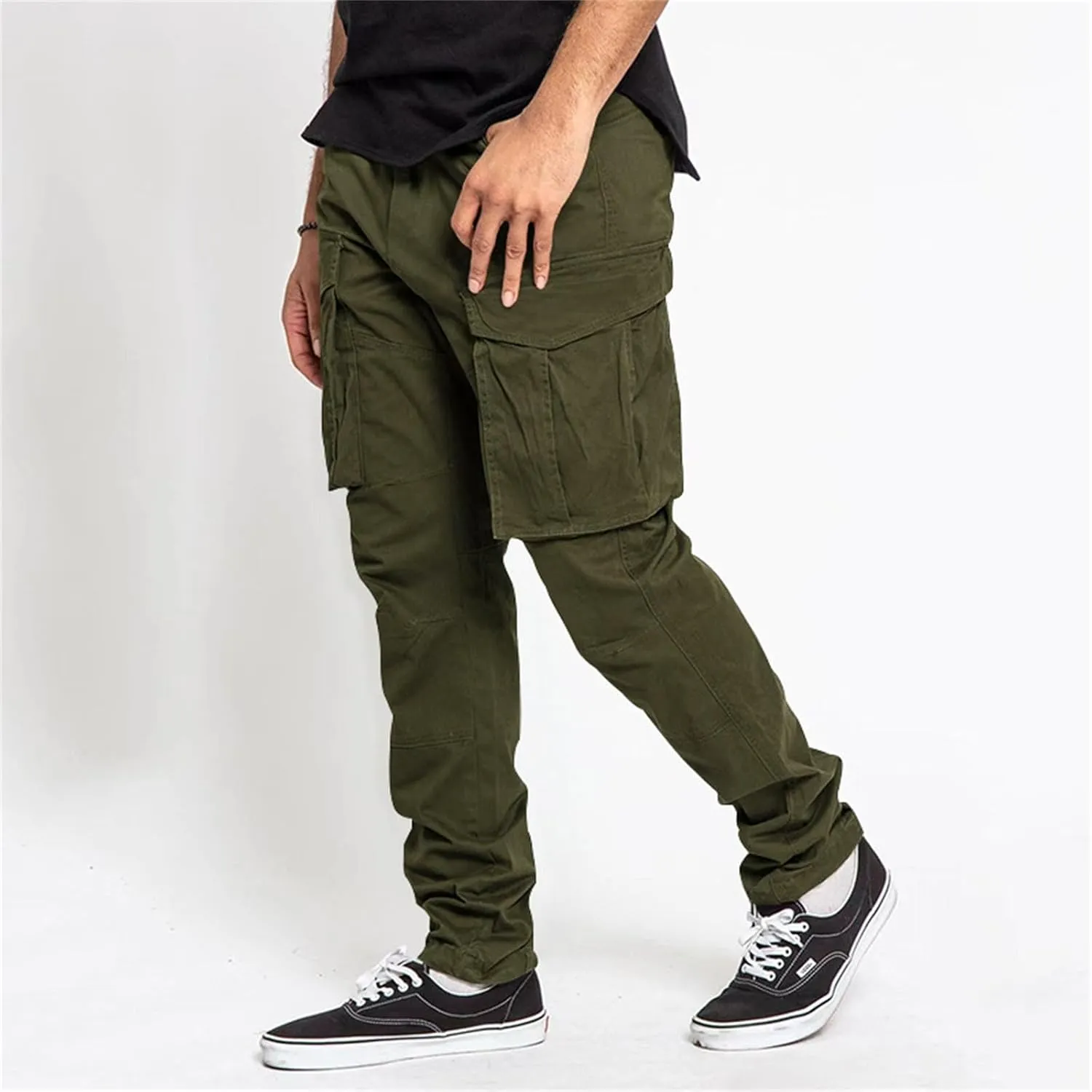 Mens Sweatpants Joggers Pants Man Drawstring Colorblock Patchwork Cargo Pants Loose Fit Drawstring Sweatpants Street