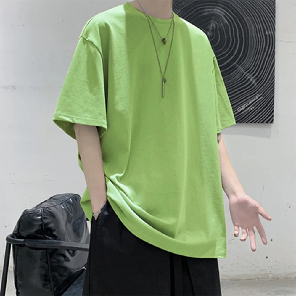 Men's t-shirts 100% Cotton Five Half Sleeve Men Summer T-shirt Loose Short-sleeved Casual Basic Shirt O Neck Solid Color Oversize