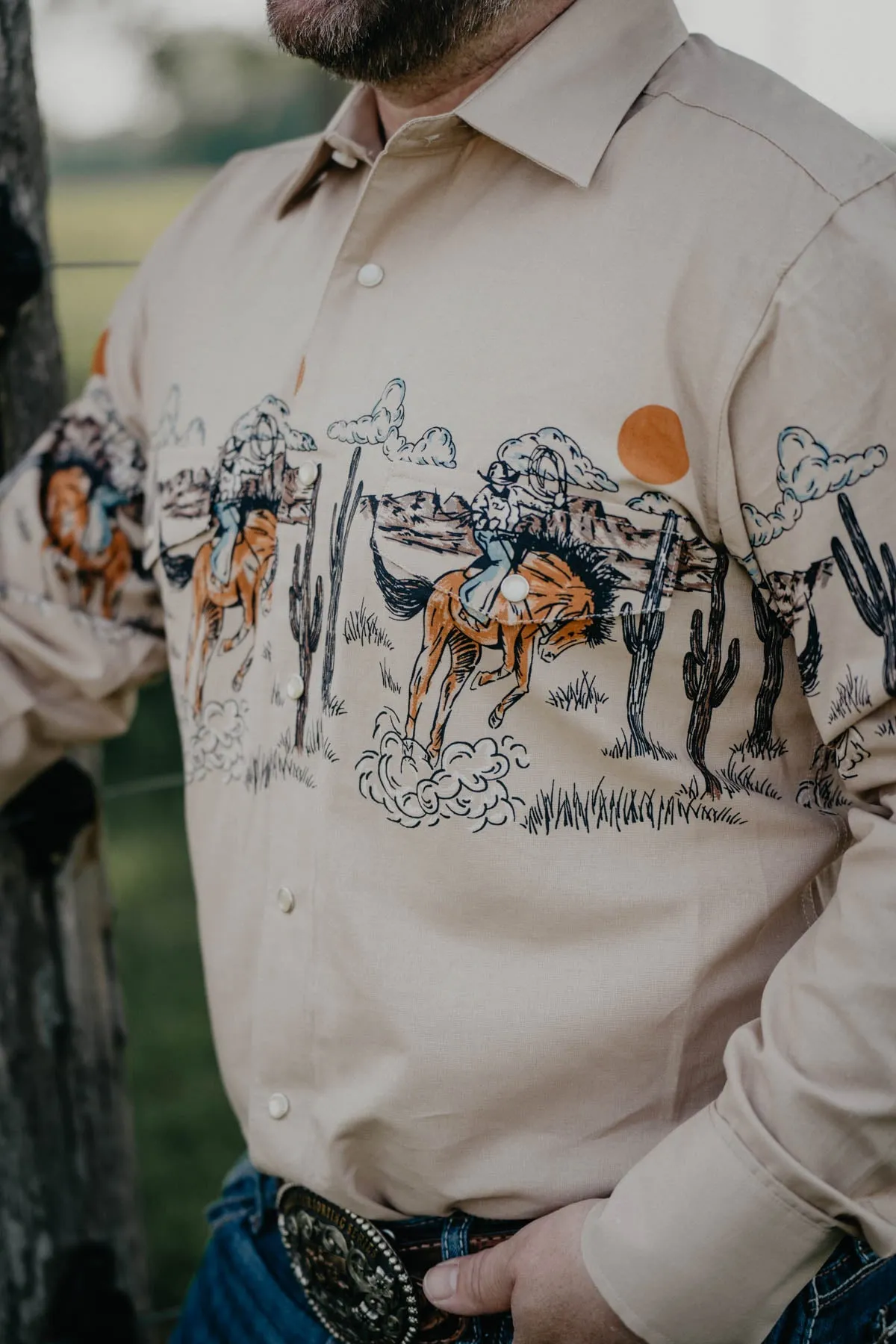 Men's Vintage Bronc Border Panhandle Pearl Snap (XS-XL)
