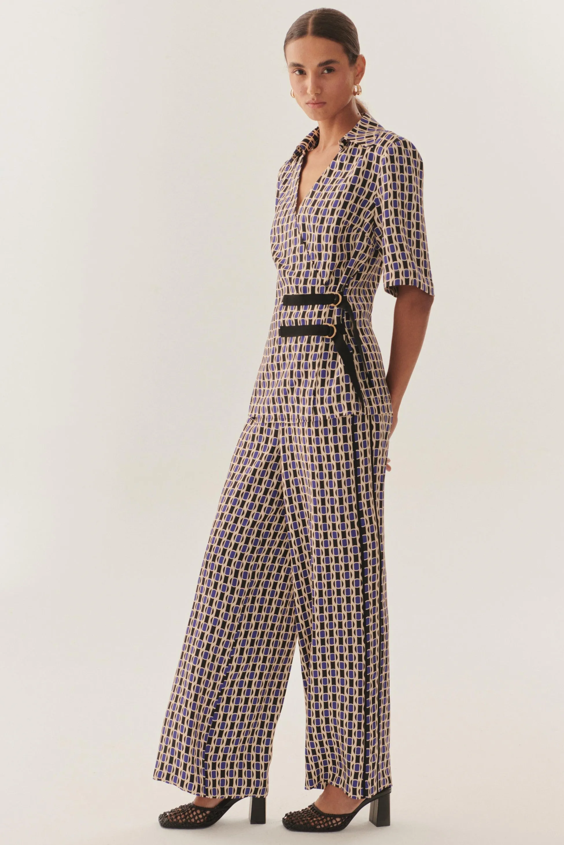 Multicolor Checkered belted wrap top