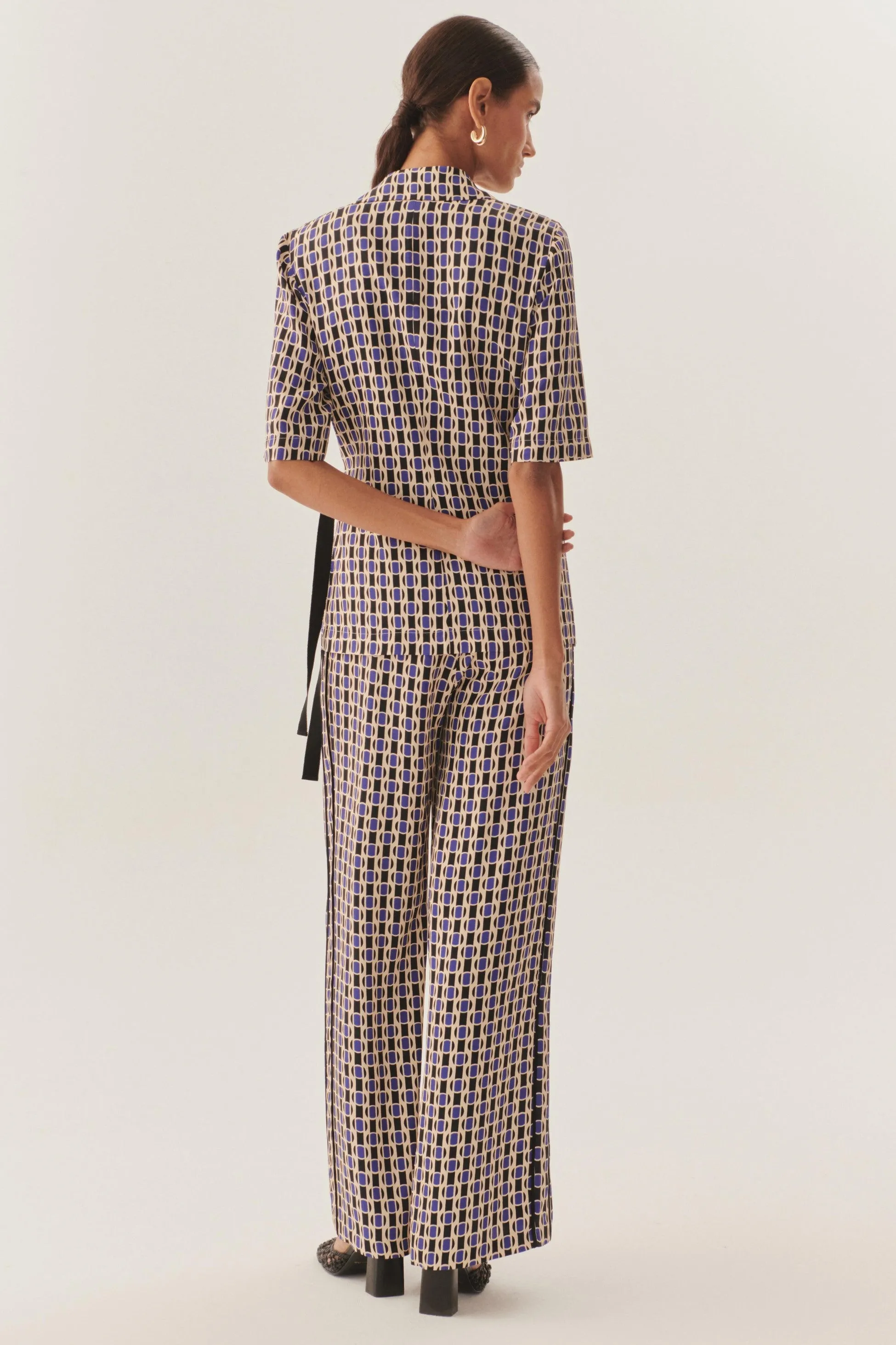 Multicolor Checkered belted wrap top