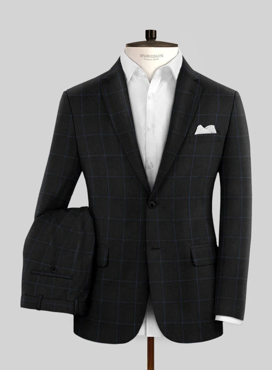 Napolean Fissa Black Wool Suit