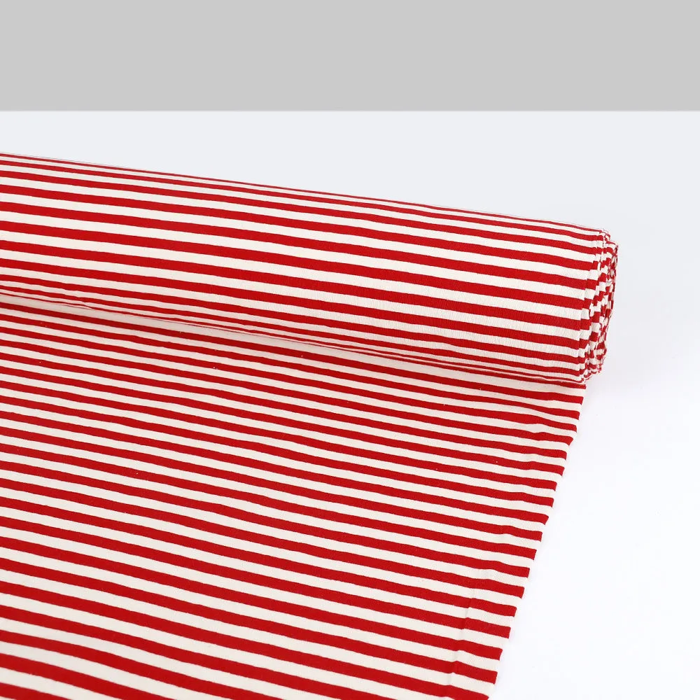 Natural Cotton Stripe Jersey - Red