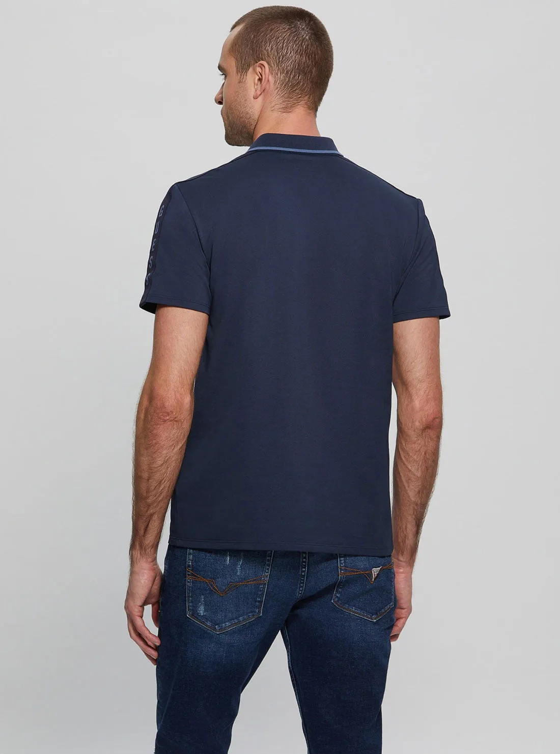 Navy Blue Paul Pique Tape Polo T-Shirt