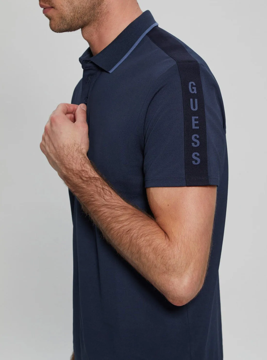 Navy Blue Paul Pique Tape Polo T-Shirt