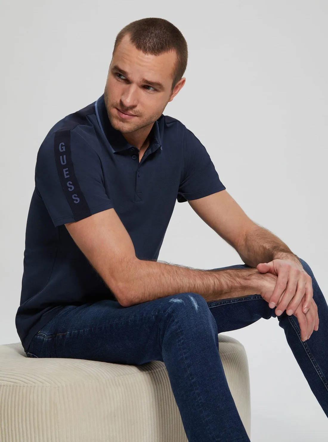 Navy Blue Paul Pique Tape Polo T-Shirt