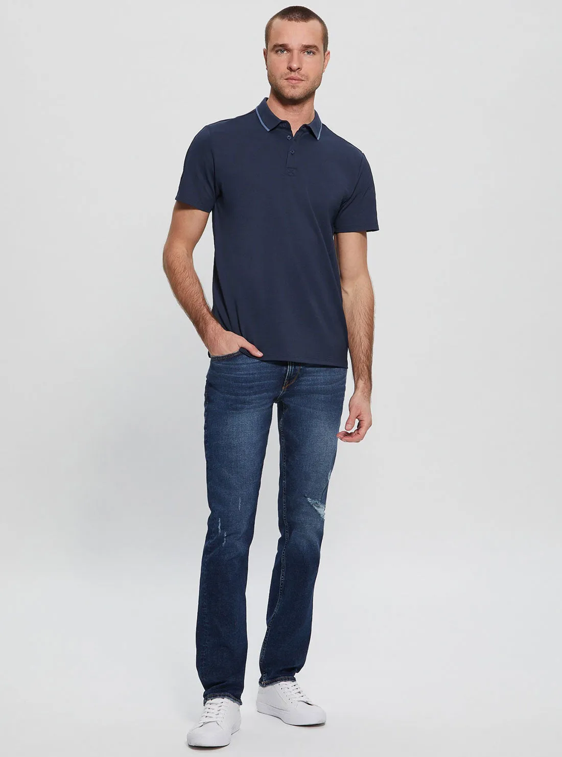 Navy Blue Paul Pique Tape Polo T-Shirt