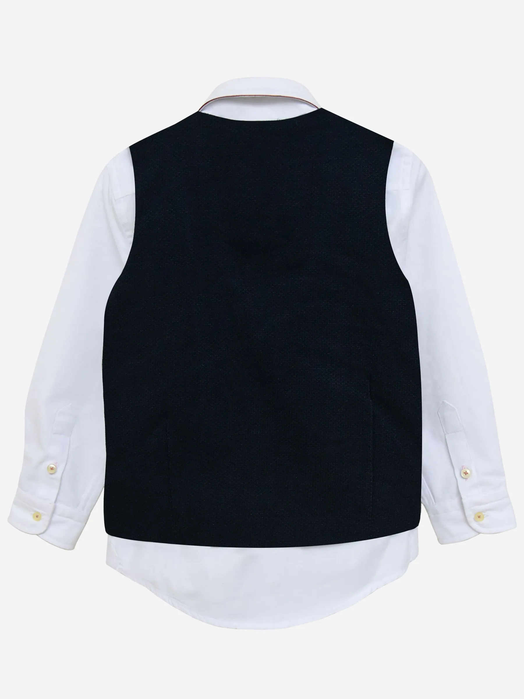 Navy Blue Textured Suit Waistcoat