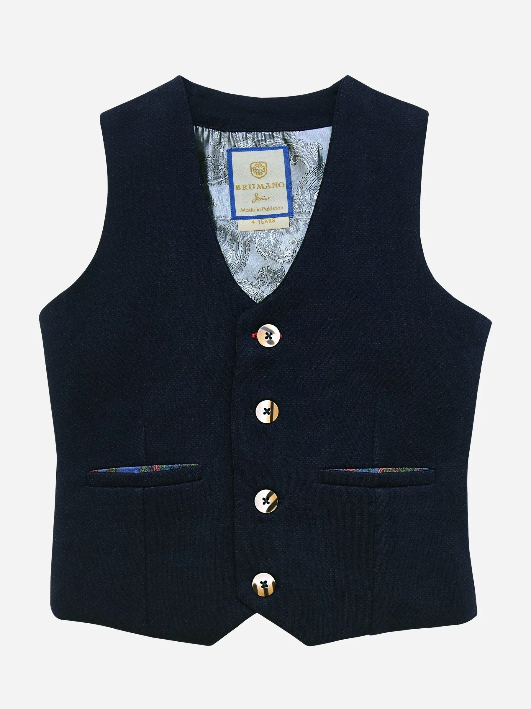 Navy Blue Textured Suit Waistcoat