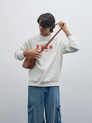 Nuon Off-White Text Design Relaxed-Fit Sweatshirt