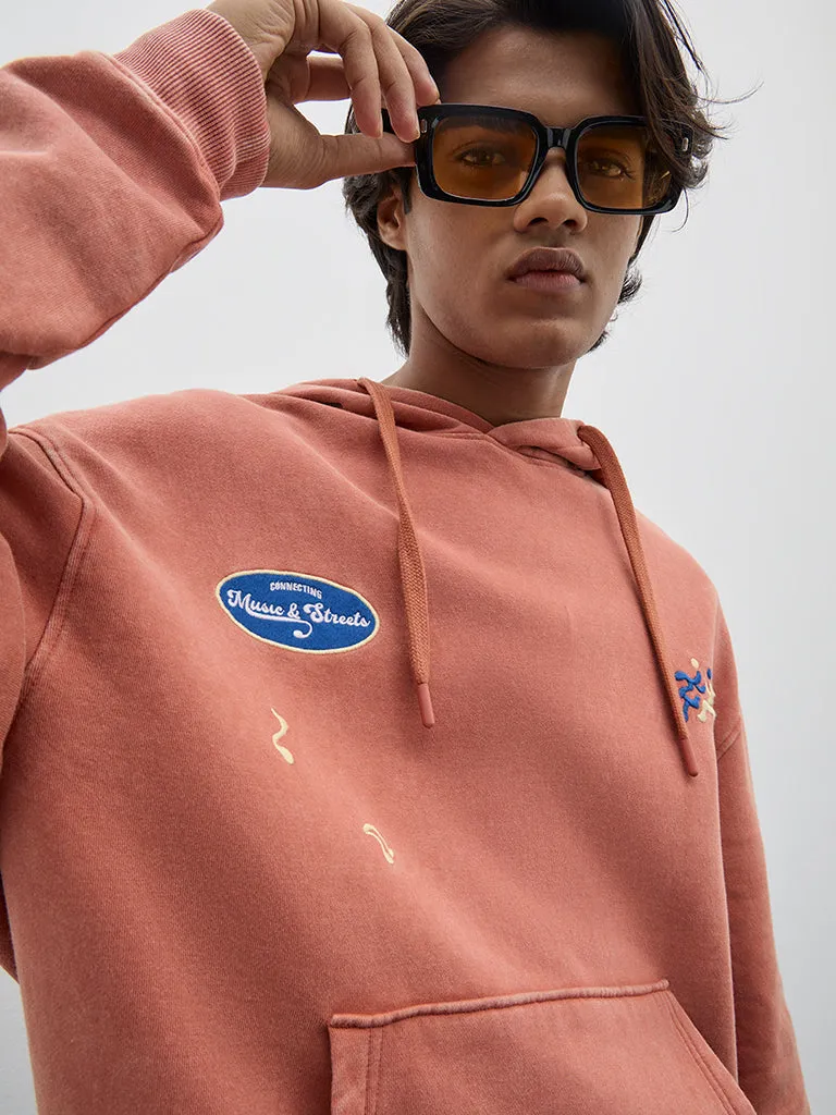 Nuon Rust Embroidered Relaxed-Fit Cotton Sweatshirt