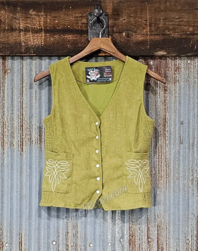 Olive Corduroy Pearl Snap Vest #5814