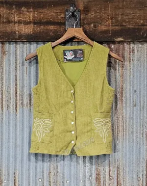 Olive Corduroy Pearl Snap Vest #5814