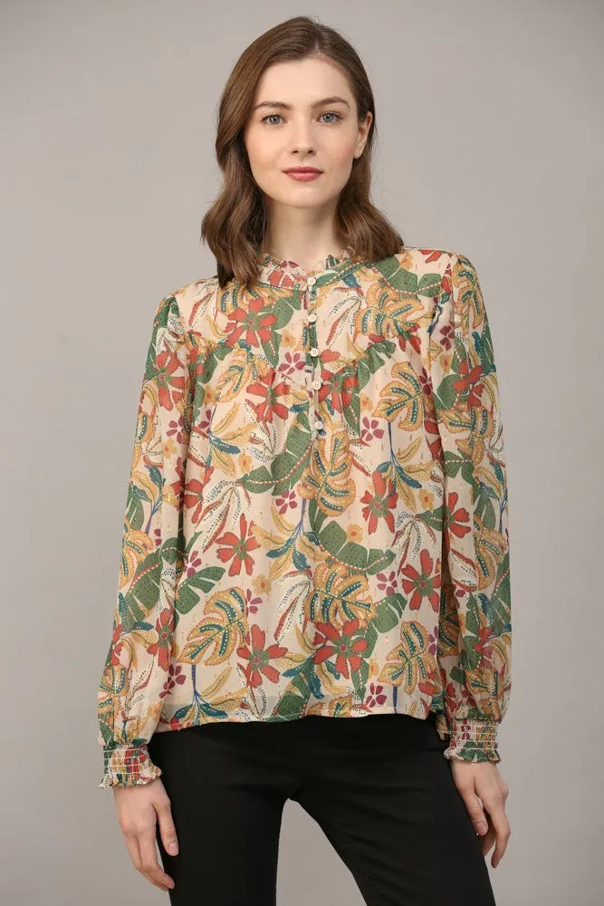 Paisley Print Chiffon Blouse Top