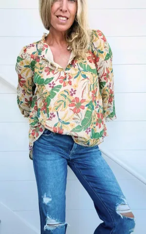 Paisley Print Chiffon Blouse Top