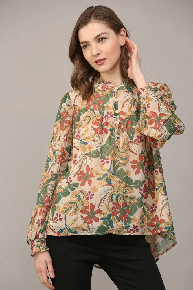 Paisley Print Chiffon Blouse Top