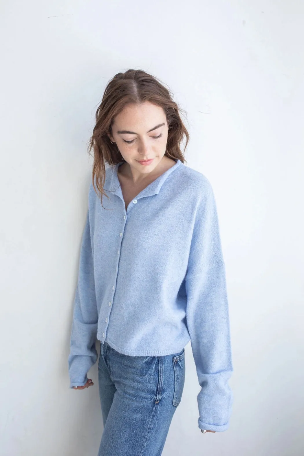 Piper Button Up Cardigan - Sky Blue