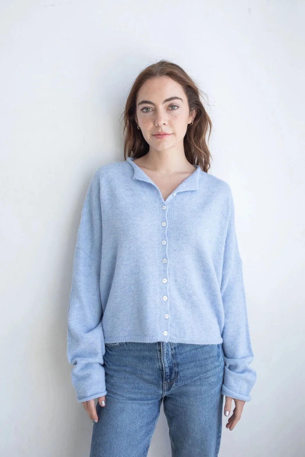 Piper Button Up Cardigan - Sky Blue