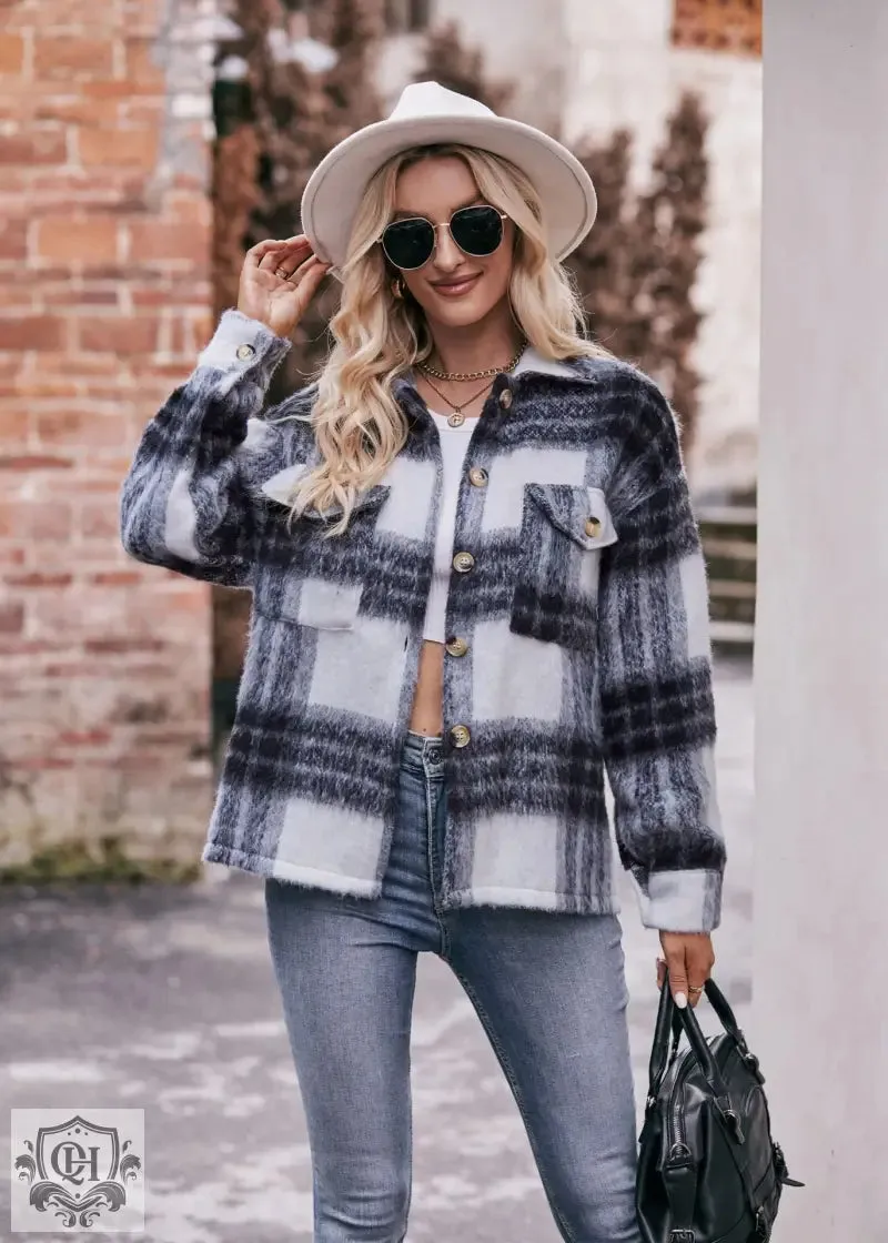 Plaid Long Sleeve Coat