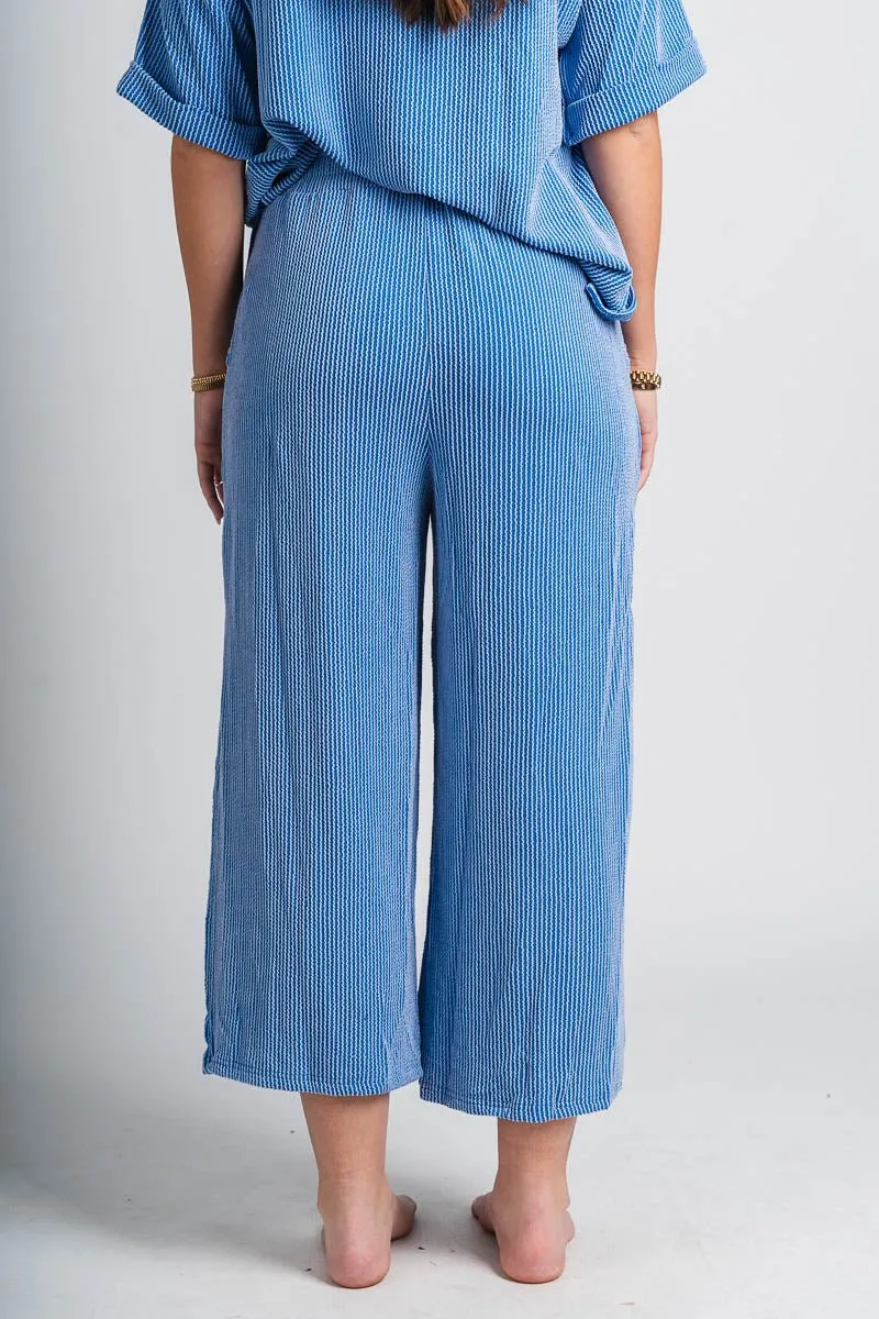 Ribbed wide leg pants blue