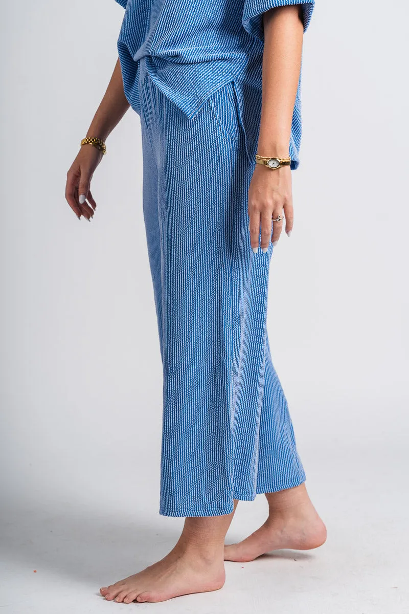 Ribbed wide leg pants blue