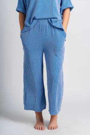 Ribbed wide leg pants blue
