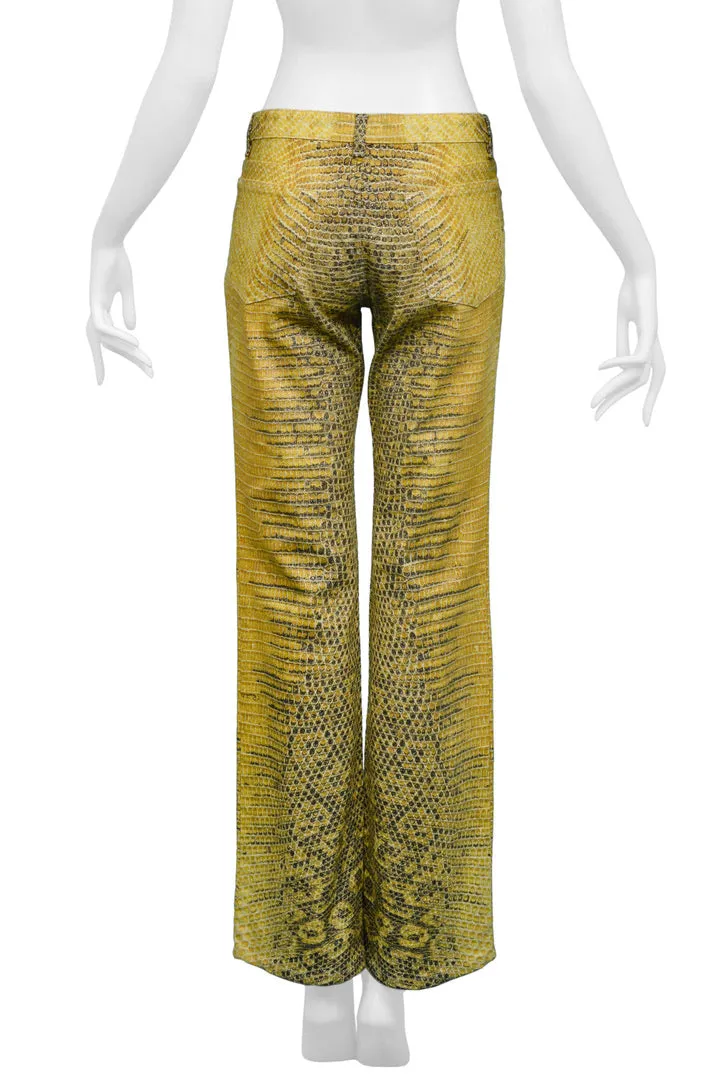 ROBERTO CAVALLI YELLOW SNAKESKIN PANTS