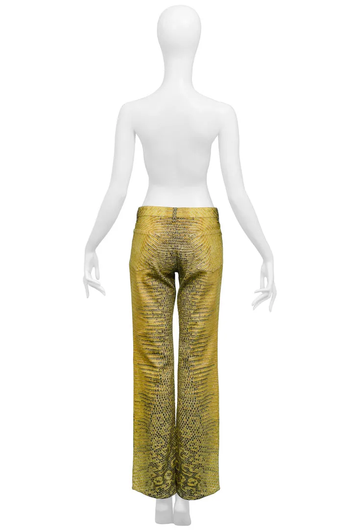 ROBERTO CAVALLI YELLOW SNAKESKIN PANTS