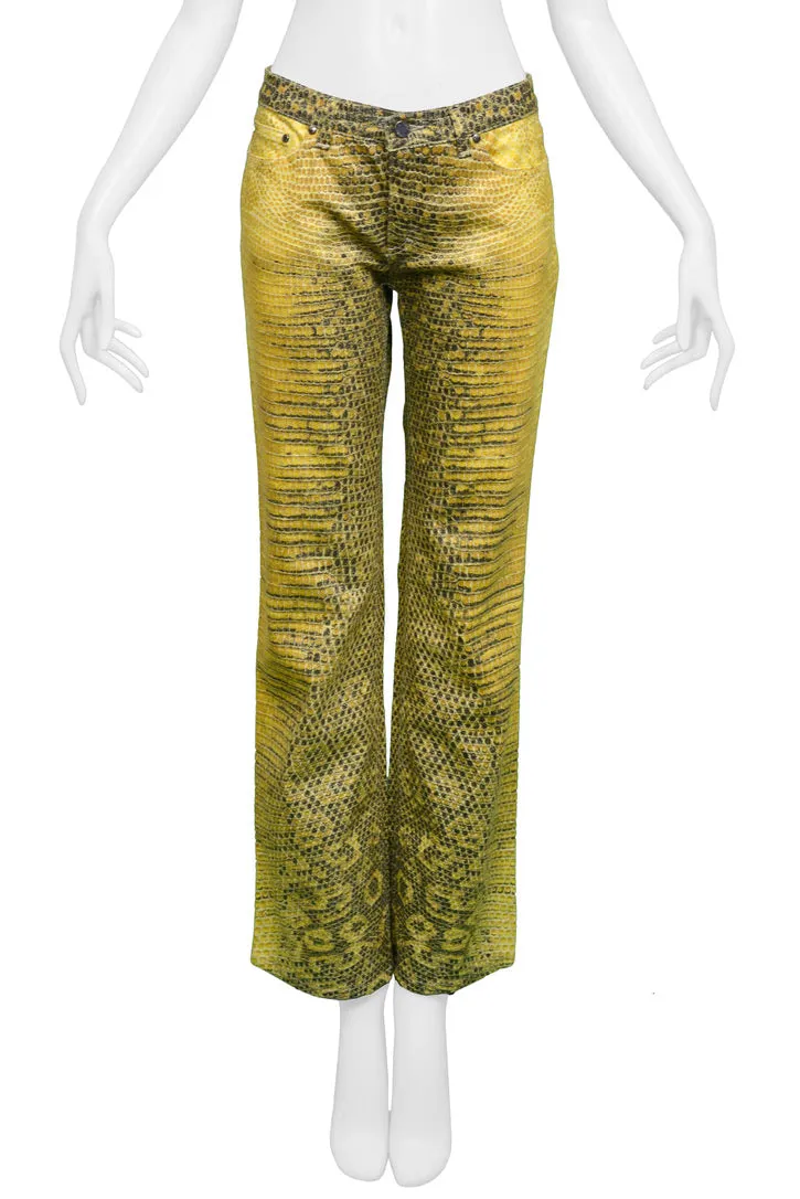 ROBERTO CAVALLI YELLOW SNAKESKIN PANTS
