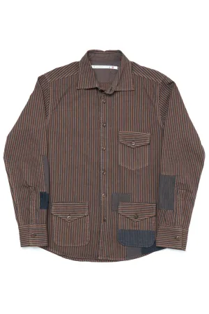 Scarti Lab Shirt/Jacket 401-SM225 Brown Stripe Overdyed B(N)B Collection