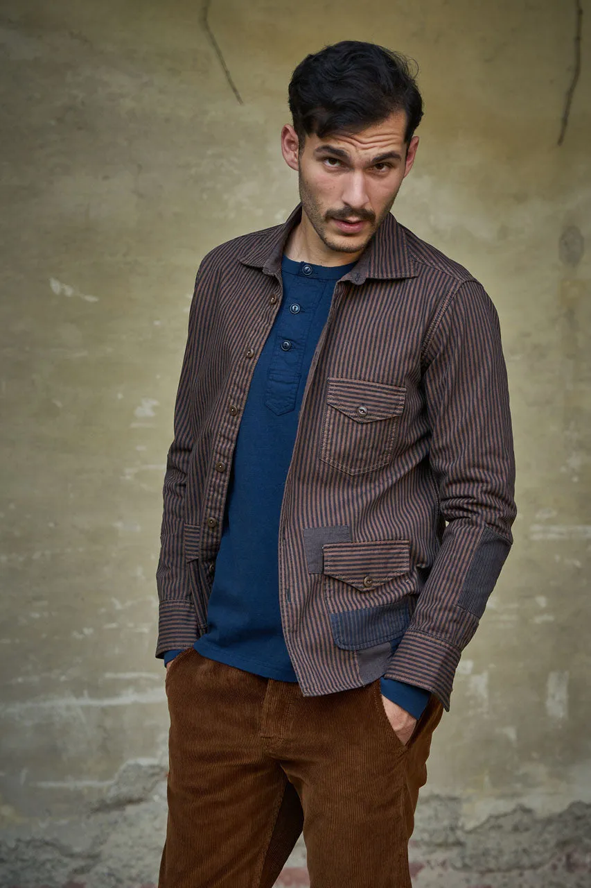 Scarti Lab Shirt/Jacket 401-SM225 Brown Stripe Overdyed B(N)B Collection